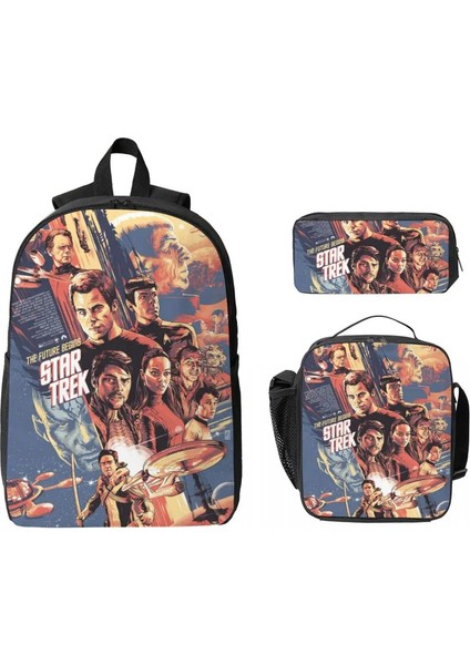 3pcs Stars Treks Okul Çantaları Erkek Kız Kalem Çantaları Için Set Sırt Çantası Setleri Ilkokul Öğrencileri Için Öğle Yemeği Kutuları Kıç Çarpısı: Gösterildiği Gibi (Yurt Dışından)