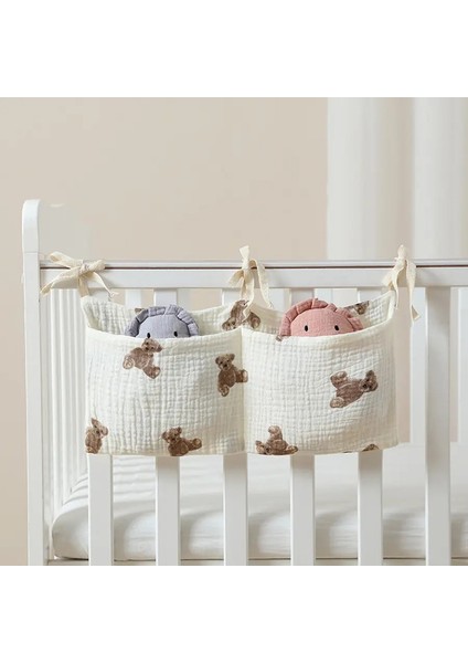 Bebek Beşik Organizatör Karyolası Caddy Yatak Depolama Çantası 2 Cep Başucu Asılı Bebek Bezi Kreş Oyuncakları Çanta Çocuk Bezi Organizasyon Renk: Sadece Çanta/beden: 39CMX20CM (Yurt Dışından)