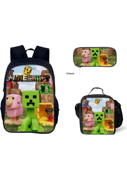 Benim Dünyam Filmi Minecraft Ilkokul ve Ortaokul Öğrencileri Omuz Çantası Üç Parça Set (Yurt Dışından)