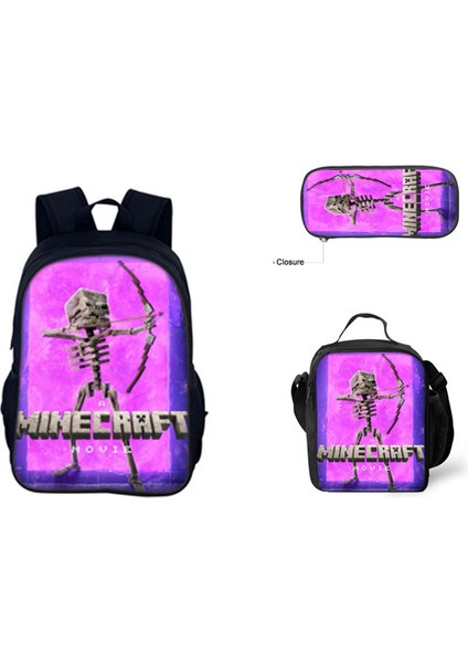 Benim Dünyam Filmi Minecraft Ilkokul ve Ortaokul Öğrencileri Omuz Çantası Üç Parça Set (Yurt Dışından)