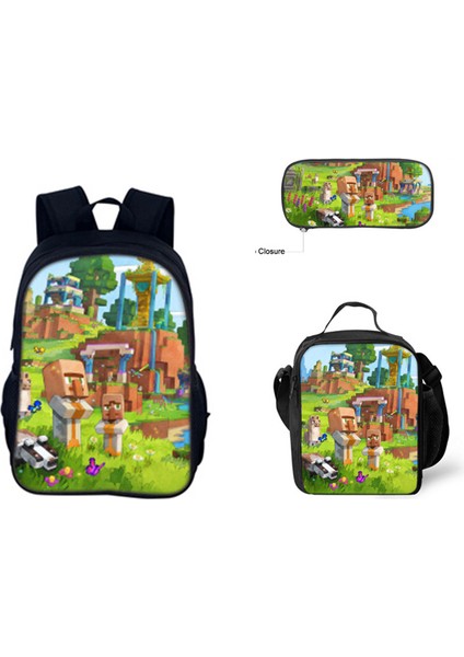 Benim Dünyam Filmi Minecraft Ilkokul ve Ortaokul Öğrencileri Omuz Çantası Üç Parça Set (Yurt Dışından)
