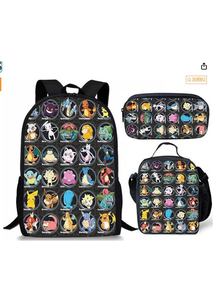 Omuz Okul Çantası Çapraz Askılı Çanta Kalem Çantası Üç Parça Set (Yurt Dışından)