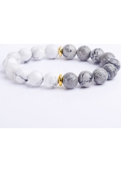 El Yapımı Doğal Volkanik Taş Kaymaktaşı Boncuk Bilezik Erkekler Için Retro 10/8mm Elastik Boncuk Çift Bilezik (Yurt Dışından)