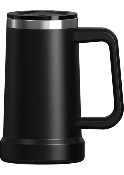 700ML Paslanmaz Çelik Termal Kupa Saplı Çift 304 Yalıtımlı Dak Ofis Ev Bira Kupa Sıcak Tutun Kahve Fincanı Kapasite: 701-800ML / Renk: Siyah (Yurt Dışından)