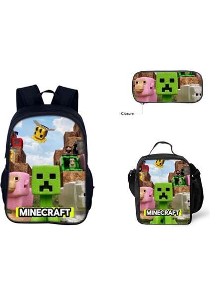 Benim Dünyam Filmi Minecraft Ilkokul ve Ortaokul Öğrencileri Omuz Çantası Üç Parça Set (Yurt Dışından)