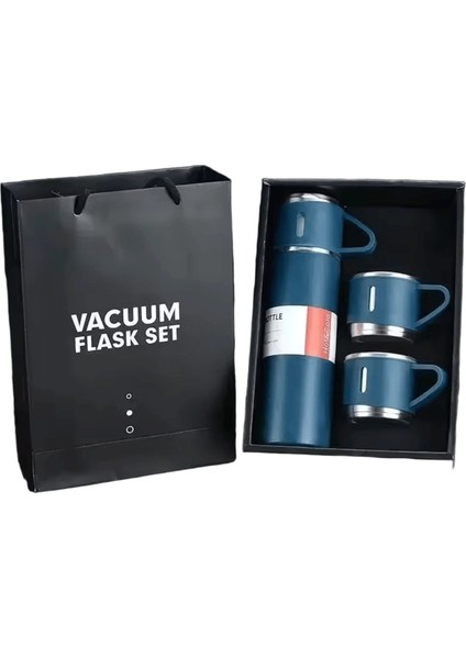 Üç Kapaklı Yalıtımlı Termos - 24 Saat Sıcak/soğuk Tutma, Paslanmaz Çelik Hediye PAKETLEMEKAPASITE:<500ML/RENK:YEŞIL (Yurt Dışından)