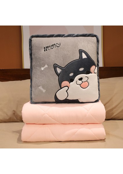 Karikatür Yastık Yorgan Çift Amaçlı 2'si 1 Arada Araba Sevimli Katlanır Klima Ofis Için Kalınlaşmış Araba Yastığı (Yurt Dışından)