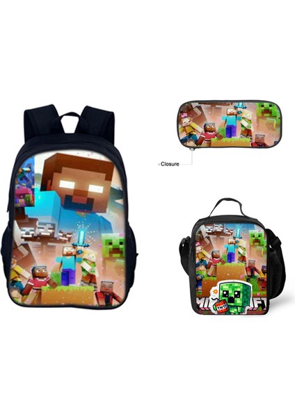 Benim Dünyam Filmi Minecraft Ilkokul ve Ortaokul Öğrencileri Omuz Çantası Üç Parça Set (Yurt Dışından)