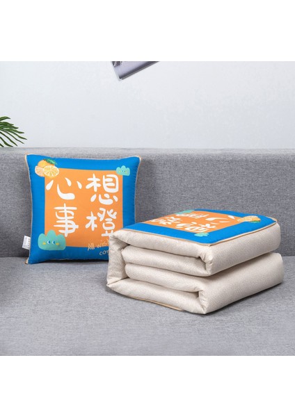 Üzerinde Logo Baskılı Ikisi Bir Arada Yastık Yorganı, Çok Fonksiyonlu Araba Kanepe Yastığı Yorganı (Yurt Dışından)