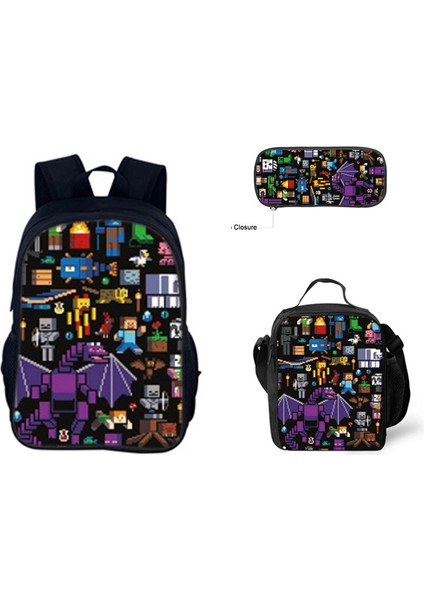 Benim Dünyam Filmi Minecraft Ilkokul ve Ortaokul Öğrencileri Omuz Çantası Üç Parça Set (Yurt Dışından)