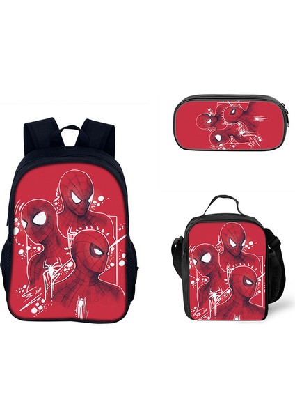 Omuz Çantası Örümcek Adam Okul Çantası Karikatür El Çantası Kalem Çantası Üç Parçalı Set (Yurt Dışından)