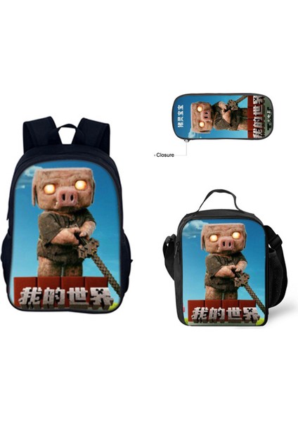 Benim Dünyam Filmi Minecraft Ilkokul ve Ortaokul Öğrencileri Omuz Çantası Üç Parça Set (Yurt Dışından)