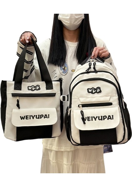 Öğrenci Okul Çantası Iki Set Iki Omuz Çantası Moda El Çantası (Yurt Dışından)