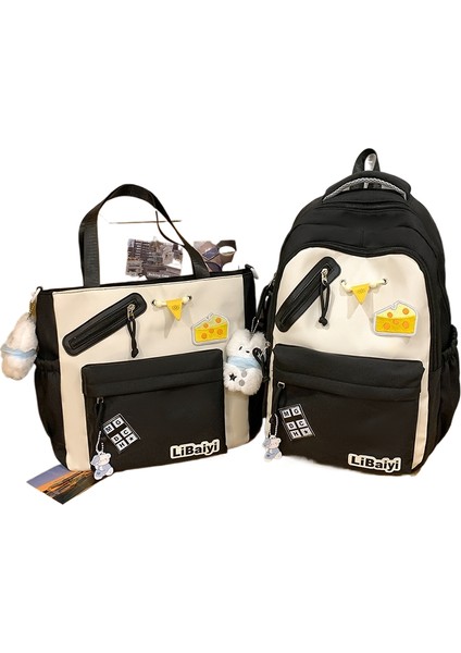 Öğrenci Okul Çantası Büyük Kapasiteli Ortaokul ve Ilkokul Öğrencileri Omuz Çantası Iki Parçalı Set (Yurt Dışından)