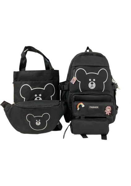 Yeni Ortaokul Öğrencileri Okul Çantası Ilkokul Öğrencileri Çanta Seti Büyük Kapasiteli Kızlar Dört Set Ayı Omuz Çantası (Yurt Dışından)