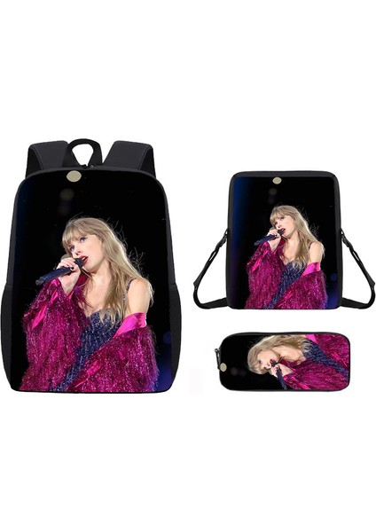 Okul Çantası Ortaokul Öğrencileri Omuz Çantası Çapraz Askılı Çanta Kalem Çantası Üç Set (Yurt Dışından)