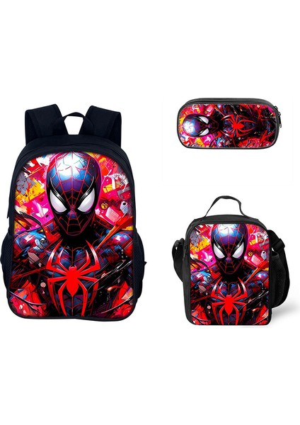 Omuz Çantası Örümcek Adam Okul Çantası Karikatür El Çantası Kalem Çantası Üç Parçalı Set (Yurt Dışından)