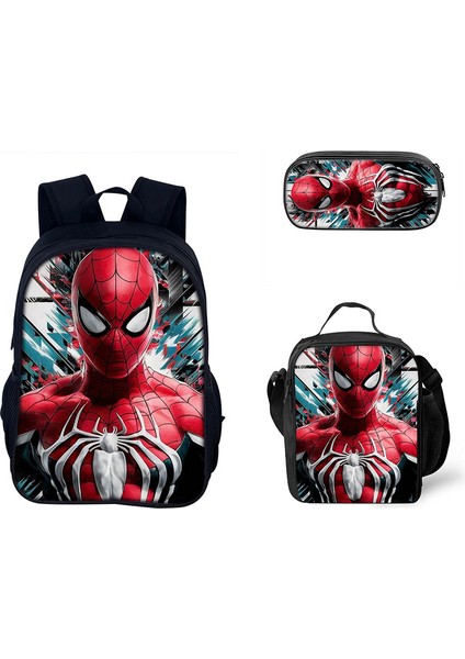 Omuz Çantası Örümcek Adam Okul Çantası Karikatür El Çantası Kalem Çantası Üç Parçalı Set (Yurt Dışından)