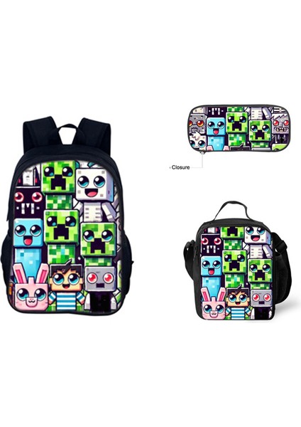 Benim Dünyam Filmi Minecraft Ilkokul ve Ortaokul Öğrencileri Omuz Çantası Üç Parça Set (Yurt Dışından)