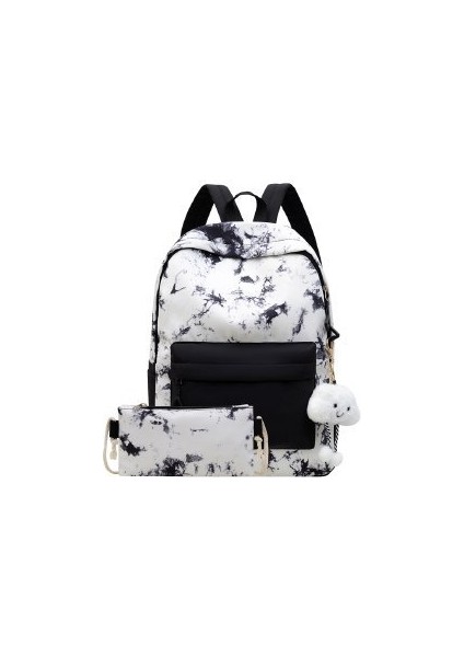 Büyük Kapasiteli Omuz Çantası Kalem Çantası Iki Parçalı Anne ve Oğul Çantası Seti Moda Mürekkep Boyama Okul Çantası (Yurt Dışından)