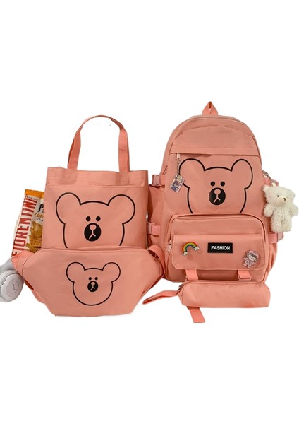 Yeni Ortaokul Öğrencileri Okul Çantası Ilkokul Öğrencileri Çanta Seti Büyük Kapasiteli Kızlar Dört Set Ayı Omuz Çantası (Yurt Dışından)