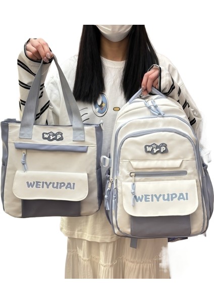 Öğrenci Okul Çantası Iki Set Iki Omuz Çantası Moda El Çantası (Yurt Dışından)