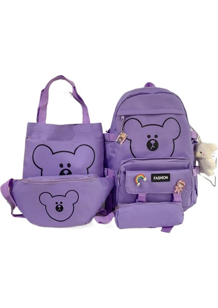 Yeni Ortaokul Öğrencileri Okul Çantası Ilkokul Öğrencileri Çanta Seti Büyük Kapasiteli Kızlar Dört Set Ayı Omuz Çantası (Yurt Dışından)