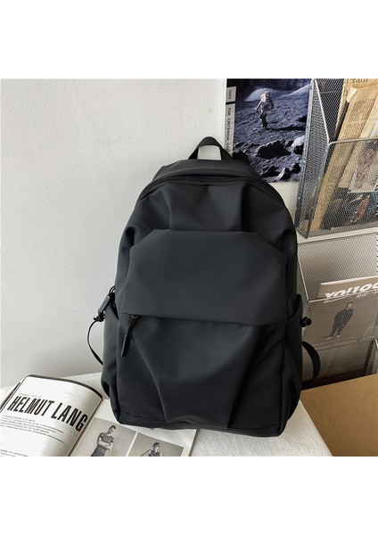 Su Geçirmez Naylon Kumaş Kore Versiyonu Sırt Çantası Büyük Kapasiteli Üniversite Öğrencisi Sırt Çantası Erkek Pileli Eğlence Seyahat Bilgisayar Sırt Çantası (Yurt Dışından)