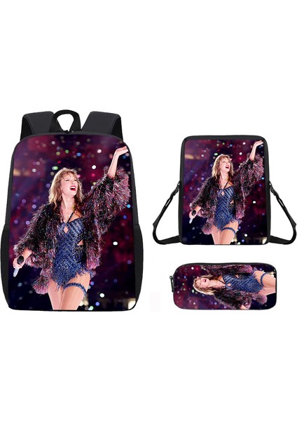 Okul Çantası Ortaokul Öğrencileri Omuz Çantası Çapraz Askılı Çanta Kalem Çantası Üç Set (Yurt Dışından)