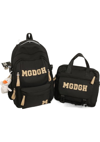 Okul Çantası Iki Set Azaltılmış Yük Büyük Kapasiteli Erkek ve Kadın Aynı Öğrencilerle Basit Harfler Trend Omuz Çantası (Yurt Dışından)