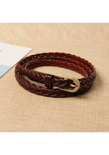 Kemer Kadın El Yapımı Örgülü Kemer Kore Dekoratif Elbise Kot Pantolon Retro Günlük Her Mevsime Uygun Kemer (Yurt Dışından)