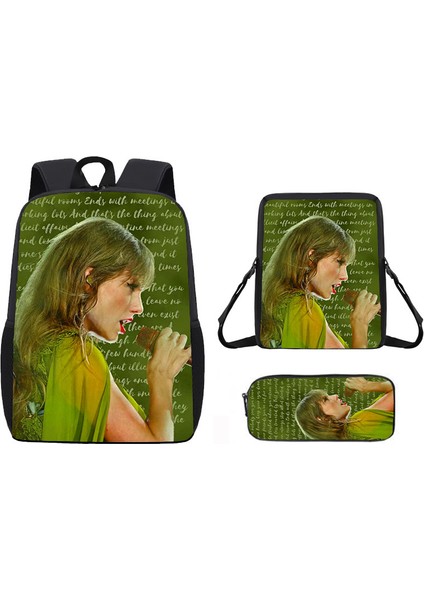 Okul Çantası Ortaokul Öğrencileri Omuz Çantası Çapraz Askılı Çanta Kalem Çantası Üç Set (Yurt Dışından)