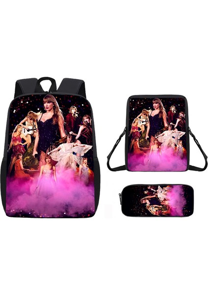 Okul Çantası Ortaokul Öğrencileri Omuz Çantası Çapraz Askılı Çanta Kalem Çantası Üç Set (Yurt Dışından)