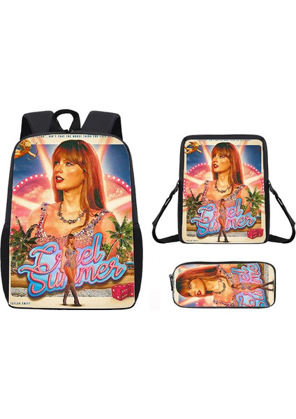 Okul Çantası Ortaokul Öğrencileri Omuz Çantası Çapraz Askılı Çanta Kalem Çantası Üç Set (Yurt Dışından)