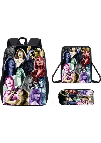 Okul Çantası Ortaokul Öğrencileri Omuz Çantası Çapraz Askılı Çanta Kalem Çantası Üç Set (Yurt Dışından)