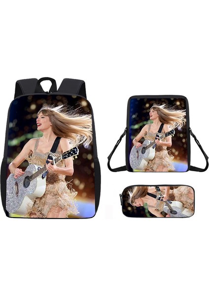 Okul Çantası Ortaokul Öğrencileri Omuz Çantası Çapraz Askılı Çanta Kalem Çantası Üç Set (Yurt Dışından)