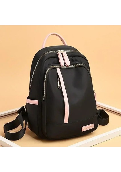 Genç Su Geçirmez Oxford Seyahat Rucksack Girls Snapsack Bolsacolor Için Kadınlar Için Okul Çantaları Için Büyük Kapasiteli Kontrast Renk Sırt Çantası: Siyah (Yurt Dışından)