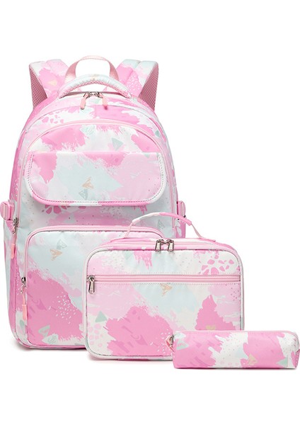 Üç Set Ortaokul Öğrencisi Okul Çantası Kadın Naylon Anti Mürekkep Boyama Büyük Kapasiteli Omuz Çantası (Yurt Dışından)