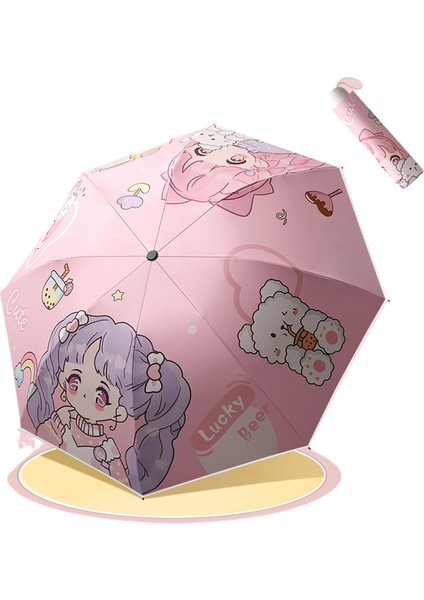 Çocuk Şemsiyesi Erkek Kız Okul Özel Güneşli Yağmur Çift Kullanımlı Güneş Kremi Uv Uzun Saplı Şemsiye (Yurt Dışından)