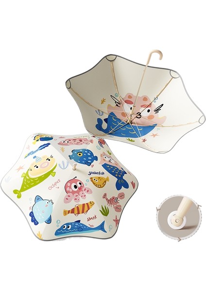 Rulo Çift Güvenlik Yuvarlatılmış Köşe Düz Çubuk Uzun Saplı Şemsiye Vinil Şemsiye Güneşlik Yağmur Şemsiyesi Anaokulu Çocuk Şemsiyesi (Yurt Dışından)