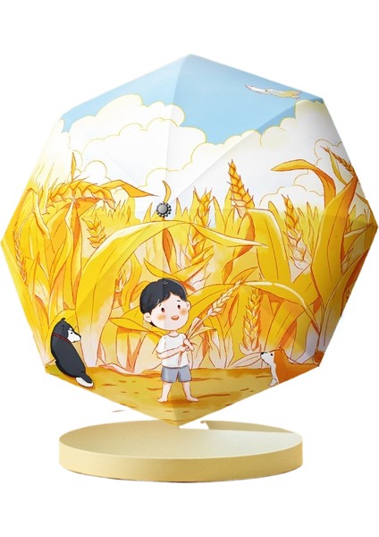 Çocuk Şemsiyesi Erkek Kız Okul Özel Güneşli Yağmur Çift Kullanımlı Güneş Kremi Uv Uzun Saplı Şemsiye (Yurt Dışından)