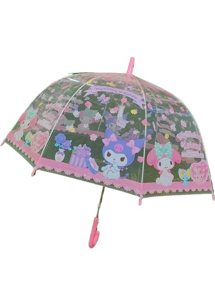 Çocuk Sevimli Şeffaf Uzun Saplı Kemer Şemsiye (Yurt Dışından)