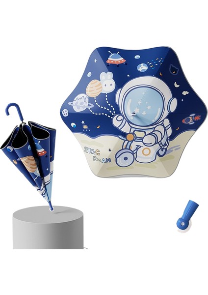 Rulo Çift Güvenlik Yuvarlatılmış Köşe Düz Çubuk Uzun Saplı Şemsiye Vinil Şemsiye Güneşlik Yağmur Şemsiyesi Anaokulu Çocuk Şemsiyesi (Yurt Dışından)