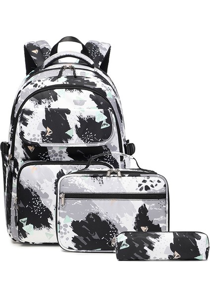 Üç Set Ortaokul Öğrencisi Okul Çantası Kadın Naylon Anti Mürekkep Boyama Büyük Kapasiteli Omuz Çantası (Yurt Dışından)