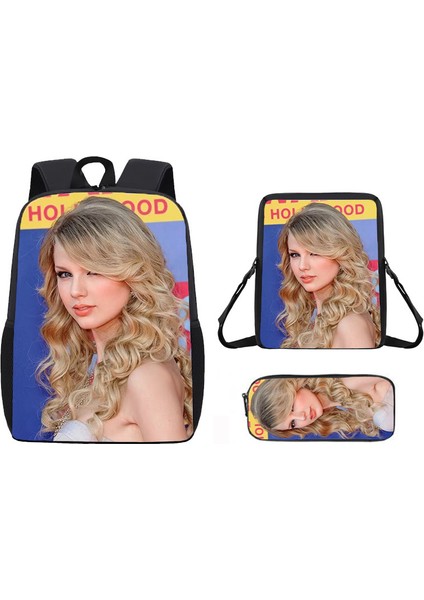 Okul Çantası Ortaokul Öğrencileri Omuz Çantası Çapraz Askılı Çanta Kalem Çantası Üç Set (Yurt Dışından)