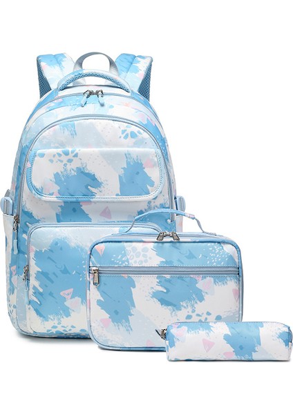 Üç Set Ortaokul Öğrencisi Okul Çantası Kadın Naylon Anti Mürekkep Boyama Büyük Kapasiteli Omuz Çantası (Yurt Dışından)