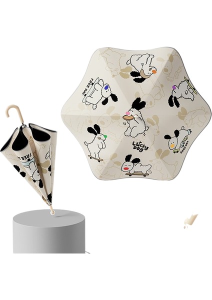 Rulo Çift Güvenlik Yuvarlatılmış Köşe Düz Çubuk Uzun Saplı Şemsiye Vinil Şemsiye Güneşlik Yağmur Şemsiyesi Anaokulu Çocuk Şemsiyesi (Yurt Dışından)