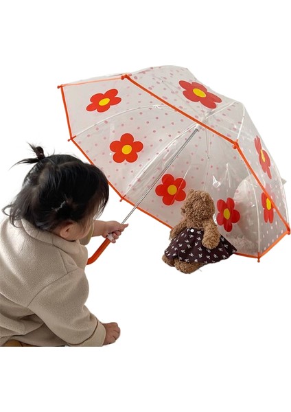 Çocuk Sevimli Şeffaf Uzun Saplı Kemer Şemsiye (Yurt Dışından)
