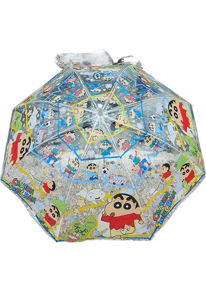 Çocuk Sevimli Şeffaf Uzun Saplı Kemer Şemsiye (Yurt Dışından)