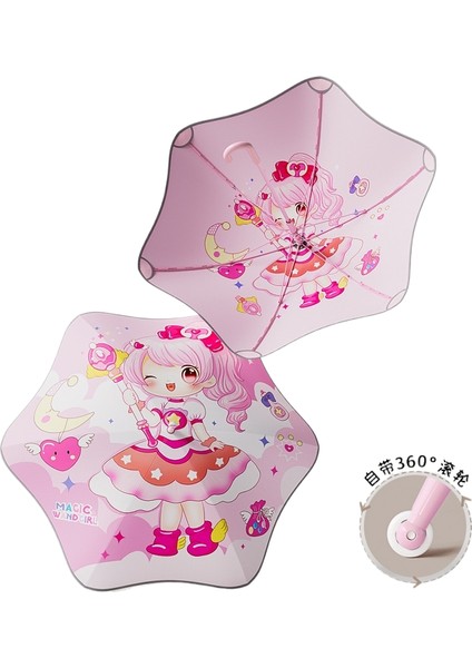 Rulo Çift Güvenlik Yuvarlatılmış Köşe Düz Çubuk Uzun Saplı Şemsiye Vinil Şemsiye Güneşlik Yağmur Şemsiyesi Anaokulu Çocuk Şemsiyesi (Yurt Dışından)